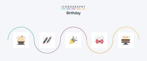 pacote de ícones plana de 5 aniversários, incluindo fita. Natal. doce. arco. festa vetor