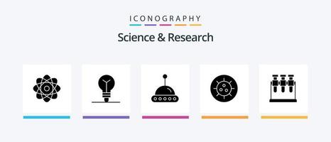 pacote de ícones de glifo de ciência 5 incluindo . ufo. Ciência. química. design de ícones criativos vetor