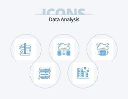 análise de dados azul icon pack 5 design de ícone. dados. análise. indicador. rede. rede na nuvem vetor