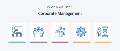 pacote de ícones azul 5 de gerenciamento corporativo, incluindo pessoa. desenvolvimento. equipe. funcionários. escritório. design de ícones criativos vetor
