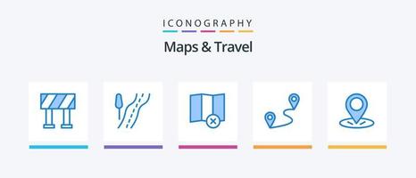 mapas e pacote de ícones de viagem azul 5, incluindo . localização. localização. design de ícones criativos vetor
