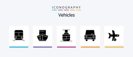 Pacote de ícones de glifo 5 de veículos, incluindo transporte. Táxi. transporte. preenchido. transporte. design de ícones criativos vetor