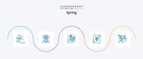 pacote de ícones primavera azul 5, incluindo páscoa. farinha de trigo. folha. saúde. saco de farinha vetor
