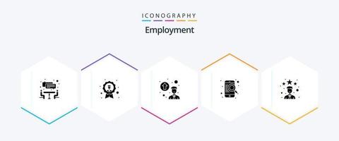 pacote de ícones de 25 glifos de emprego, incluindo classificação. melhor. gradação pessoal. on-line. móvel vetor