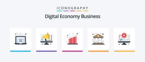 pacote de ícones plana de 5 negócios de economia digital, incluindo equipamento. codificação. crescimento. computador. economia. design de ícones criativos vetor