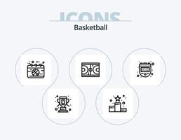 ícone de linha de basquete pack 5 design de ícone. esporte. jogo. basquetebol. bebida. troféu vetor