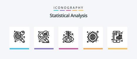 pacote de ícones de linha 5 de análise estatística, incluindo ideia de negócio. rede. seta. Internet. gráfico. design de ícones criativos vetor