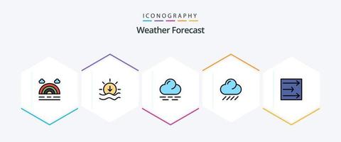 pacote de ícones de 25 linhas preenchidas para clima, incluindo . . clima. vento. seta vetor