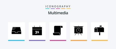 pacote de ícones multimídia glyph 5 incluindo . roteiro. caixa postal. correspondência. design de ícones criativos vetor