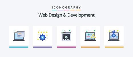 web design e desenvolvimento flat 5 icon pack incluindo criativo. rede. navegador. html. codificação. design de ícones criativos vetor