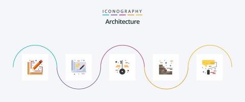 pacote de ícones de 5 planos de arquitetura, incluindo rolo. pincel. ideia. parede. tijolos vetor