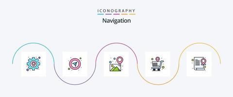 linha de navegação preenchida pacote de ícones plana 5 incluindo mapa. alfinete. localização. mapa. loja vetor