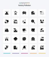 poluição de fábrica criativa 25 glifos pacote de ícones pretos sólidos, como despejo. esgoto. ambiente. radioativo. cano vetor