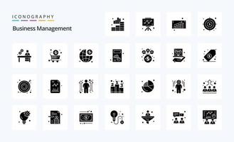 25 pacotes de ícones de glifos sólidos de gerenciamento de negócios vetor