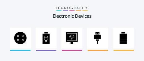 pacote de ícones de glifo 5 de dispositivos, incluindo . arquivo. elétrico. design de ícones criativos vetor