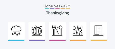 graças ao pacote de ícones da linha 5, incluindo fazenda. outono. feriado. Dia de ação de graças. ovo. design de ícones criativos vetor