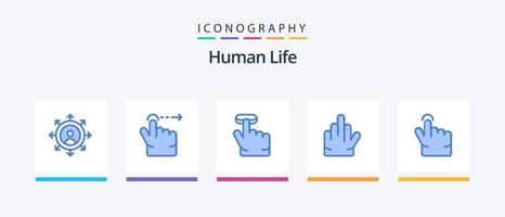 pacote de ícones azul humano 5, incluindo . gesto. tocar. dedo. design de ícones criativos vetor