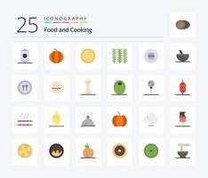 pacote de ícones de 25 cores planas de comida, incluindo biscoito. comer. comida rápida. dieta. plantar vetor