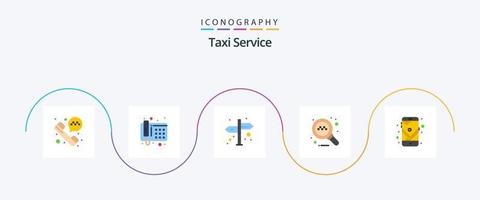 serviço de táxi flat 5 icon pack incluindo . rota. sinal. navegação. GPS vetor