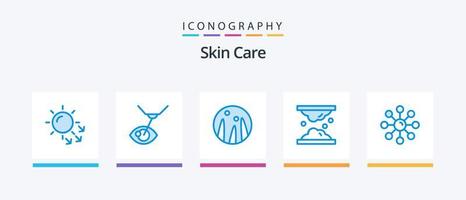 pacote de ícones de pele azul 5, incluindo pele seca. cuidados com a pele. condicionador de cabelo. pele. dermatologia. design de ícones criativos vetor