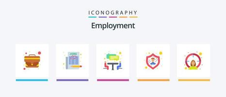 pacote de ícones de 5 planos de emprego, incluindo objetivo. fêmea. entrevista. funcionário. segurança. design de ícones criativos vetor