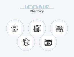 design de ícones do pacote de 5 ícones da linha de farmácia. . . garrafa. farmacêutico. on-line vetor