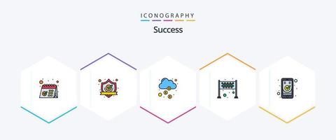 pacote de ícones de 25 linhas preenchidas de sucesso, incluindo símbolo de acabamento. conquista. proteger. moeda. dinheiro vetor