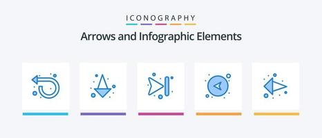 pacote de ícones de seta azul 5, incluindo seta para a esquerda. direção. avançar. seta. rede. design de ícones criativos vetor