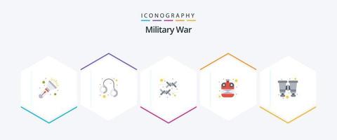 pacote de ícones planos de guerra militar 25, incluindo encontrar. garrafa. fronteira. água. exército vetor