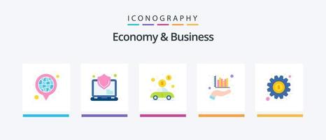 pacote de ícones plana de 5 economia e negócios, incluindo dólar. mão. carro. dados. análise. design de ícones criativos vetor