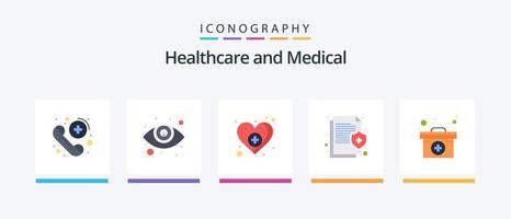 pacote de ícones médicos planos 5, incluindo médicos. proteger. amor. médico. Informação. design de ícones criativos vetor