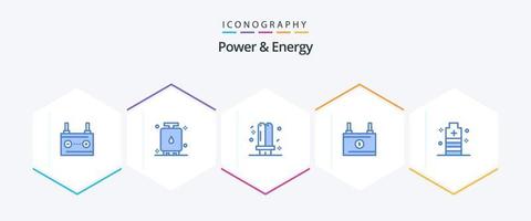 poder e energia 25 pacote de ícones azul, incluindo energia. acumulador. poder. luz. energia vetor