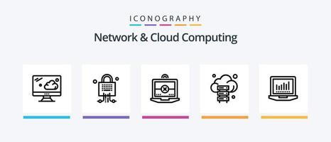 pacote de ícones de linha 5 de rede e computação em nuvem, incluindo chamada. armazenar. grande. conexão. Informação. design de ícones criativos vetor
