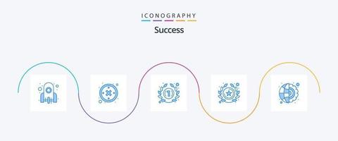 pacote de ícones de sucesso azul 5, incluindo configurações. global. contar. estrela. sucesso vetor