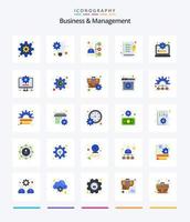 negócios criativos e gerenciamento 25 pacote de ícones planos, como negócios. Sistema de gestão. portfólio. gerenciamento. tarefas vetor