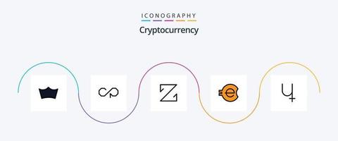 linha de criptomoeda cheia de pacote de 5 ícones planos, incluindo moeda. moeda criptográfica. moeda z. cripto. e moeda vetor