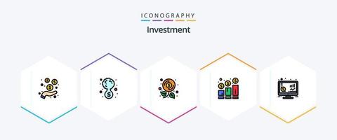 pacote de ícones de 25 linhas preenchidas de investimento, incluindo investimento. gráfico. orçamento. investimento. crescimento vetor