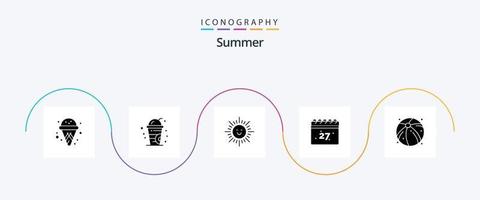 pacote de ícones de glifo de verão 5, incluindo . sol. verão. bola vetor