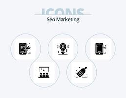 design de ícones do pacote de ícones de glifo de marketing seo 5. negócios. ideia. desconto. on-line. compras vetor