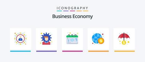 pacote de ícones de 5 planos de economia, incluindo serviços bancários. finança. bancário. economia. dinheiro. design de ícones criativos vetor