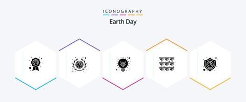 Dia da Terra 25 pacote de ícones de glifos, incluindo proteção. verde. sociedade. festão. pensamento vetor