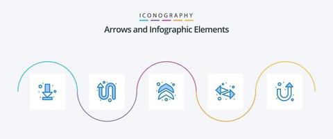 pacote de ícones de seta azul 5, incluindo u turn. seta. seta. certo. trocar vetor