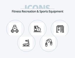 recreação de fitness e design de ícone de linha de equipamentos esportivos 5 design de ícone. corredor. perna. jogo. rápido. batimento cardiaco vetor