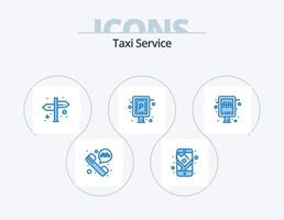 design de ícones do pacote de 5 ícones do serviço de táxi azul. Táxi. sinal. navegação. quadro. sinal vetor