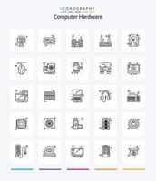 hardware de computador criativo 25 pacote de ícones de contorno, como computador. dirigir. hardware. disco. roteador vetor