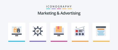 pacote de ícones de 5 planos de marketing e publicidade, incluindo notícias. comunicação. tecnologia de marketing. anúncio. comprar. design de ícones criativos vetor