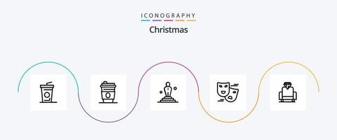 pacote de ícones da linha de natal 5, incluindo ingressos de cinema. comédia. filme vetor