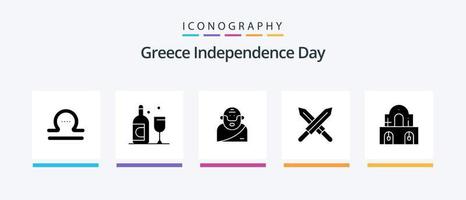 Pacote de ícones do glyph 5 do dia da independência da Grécia, incluindo a páscoa. Natal. grego. prédio. Irlanda. design de ícones criativos vetor