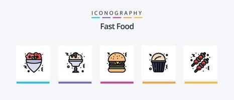 linha de fast food cheia de 5 ícones incluindo . comida. comida rápida. comida rápida. comida. design de ícones criativos vetor