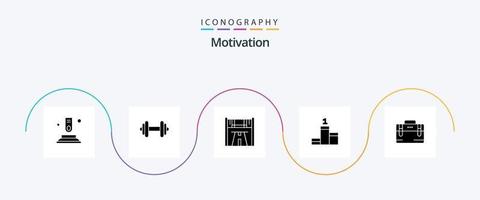 pacote de ícones de glifo de motivação 5, incluindo trabalho. bolsa. ponto de verificação. conquista. posição vetor